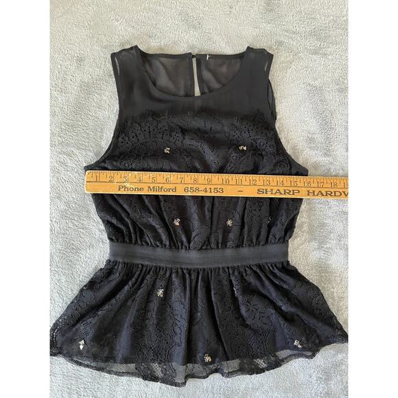 Anthropologie Meadow Rue Black Lace Beaded Tank Top Small Boho Whimsigoth Dainty - Picture 15 of 16